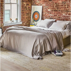 NEW! Buffy Breeze Eucalyptus Duvet Cover Queen Size Dark Grey $139 msrp I3-2